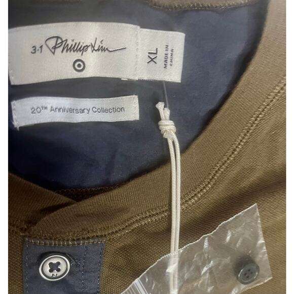 3.1 Phillip Lim Target Henley Long Sleeve Shirt Men XL Brown Casual - Picture 6 of 6